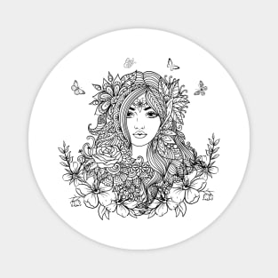 Flower Girl with Butterflies Magnet